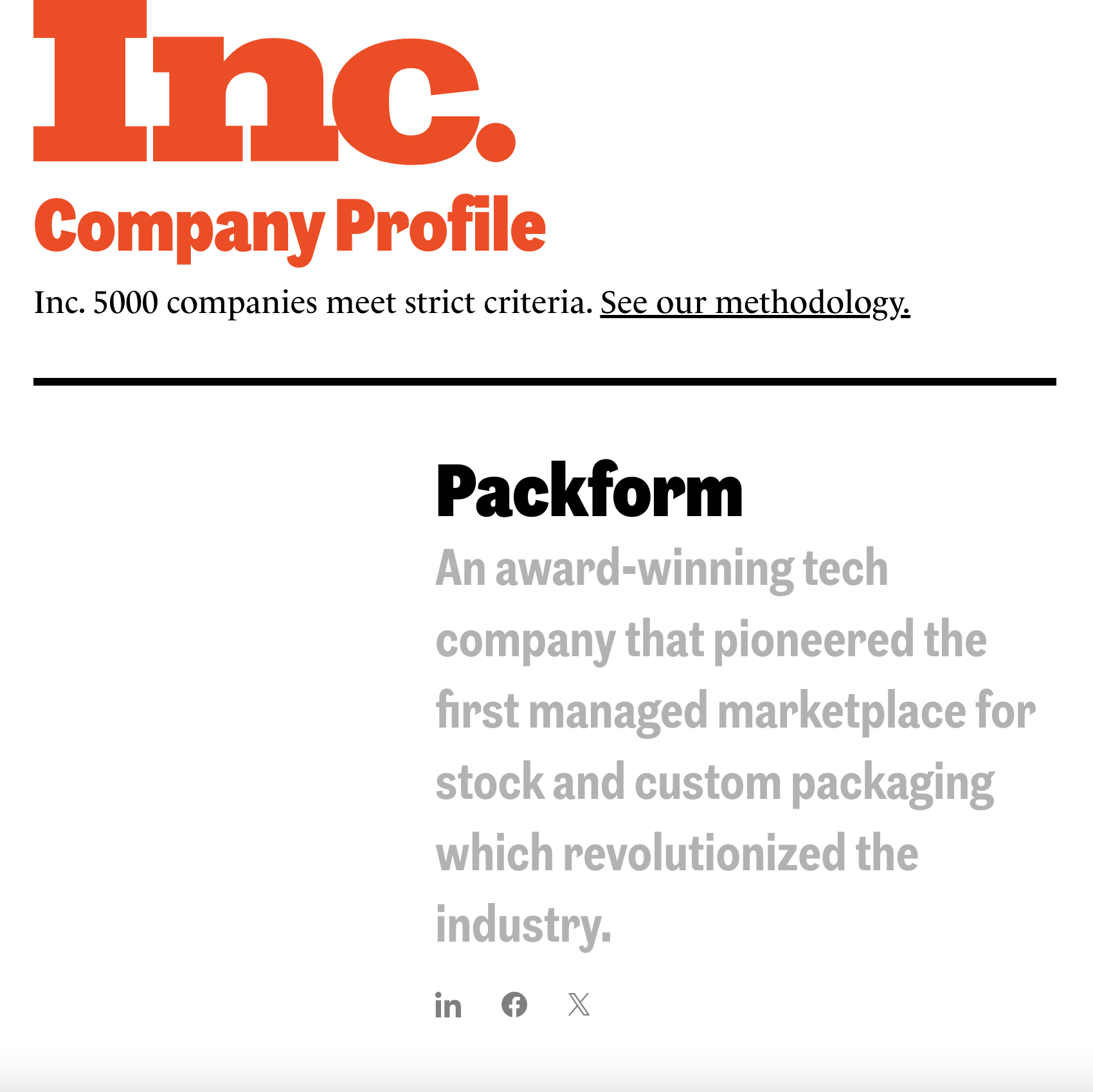 Packform is a 2024 Inc. 5000 Honoree