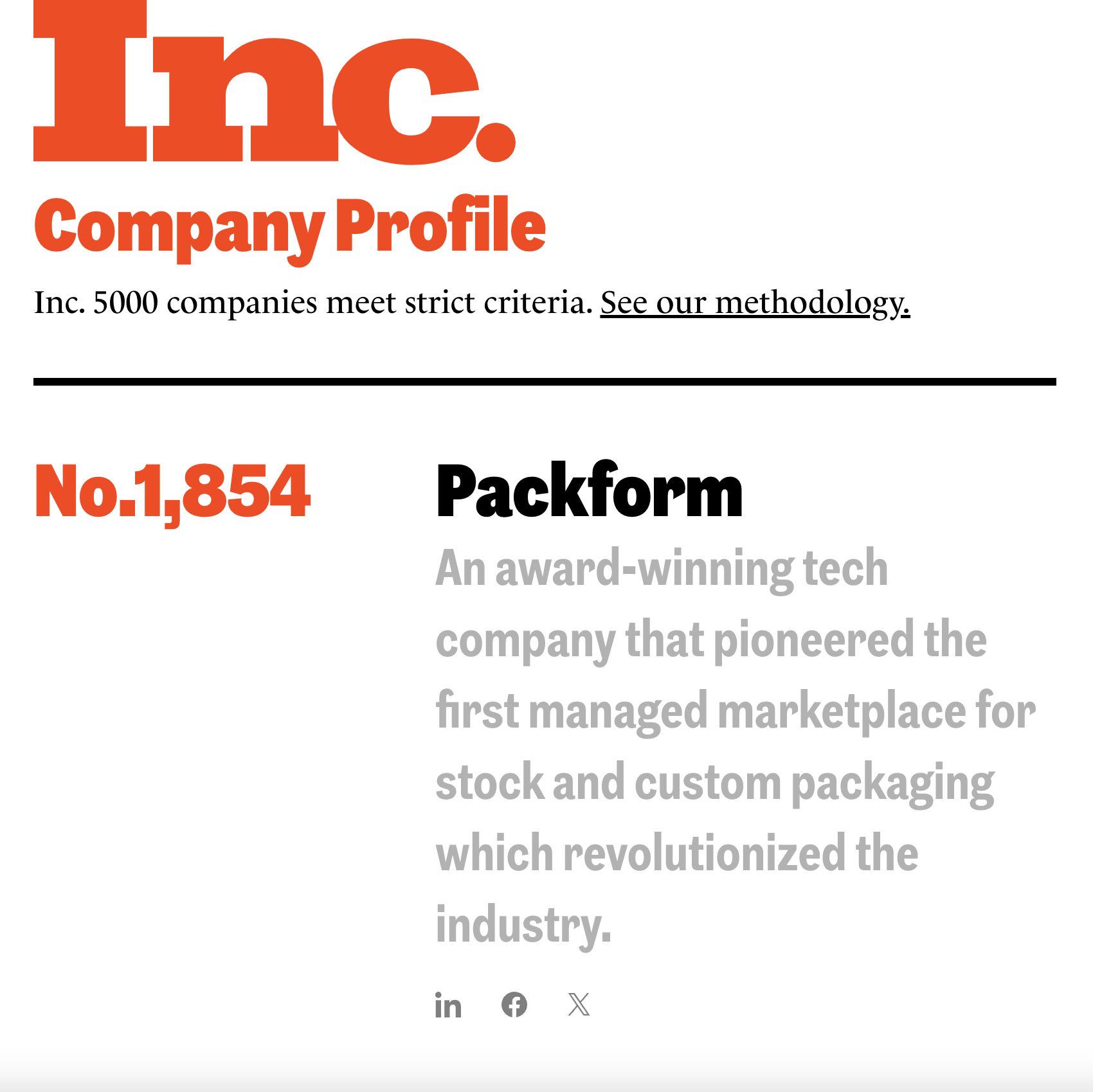 Packform is a 2024 Inc. 5000 Honoree